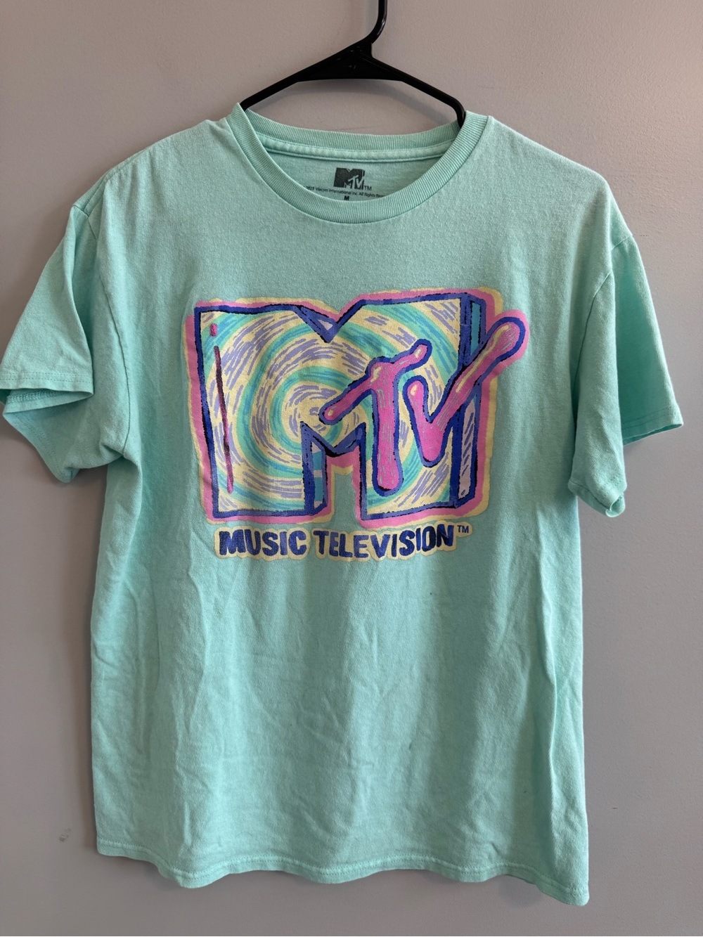 Vintage 2003 MTV Music Television Graphic T-Shirt Mint Green Y2K Medium